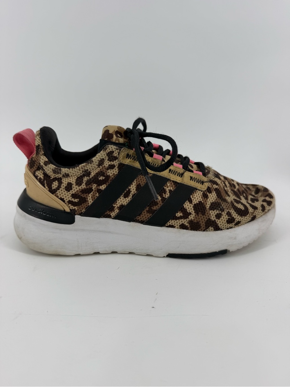 Adidas Kids Leopard Print Sneakers - Brown, Black & Pink Size 3.5